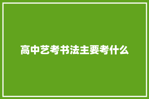 高中艺考书法主要考什么