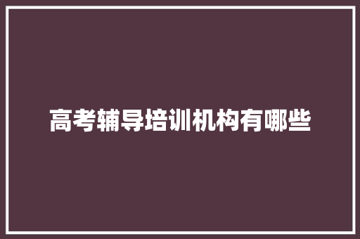 高考辅导培训机构有哪些