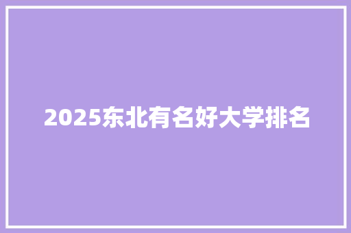 2025东北有名好大学排名