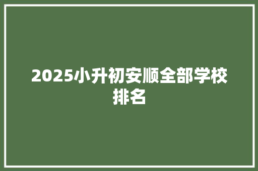 2025小升初安顺全部学校排名