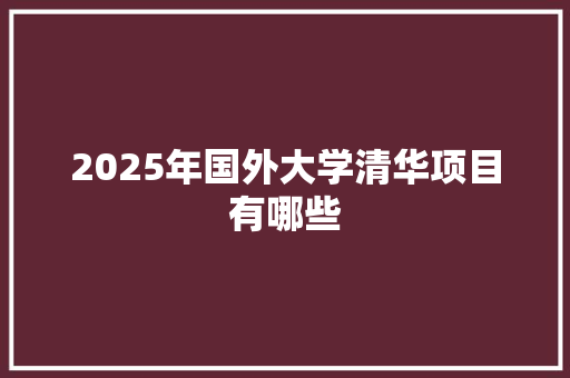 2025年国外大学清华项目有哪些 特写稿