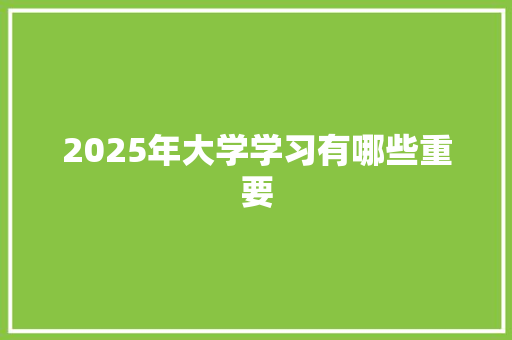 2025年大学学习有哪些重要