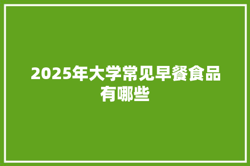 2025年大学常见早餐食品有哪些