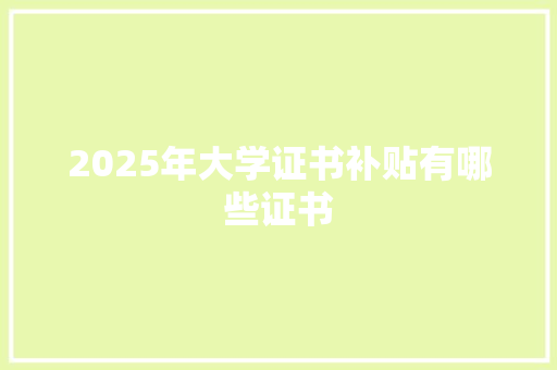 2025年大学证书补贴有哪些证书