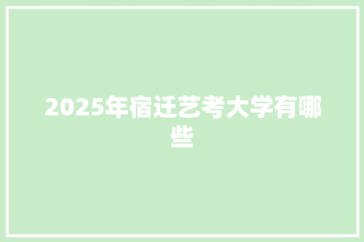 2025年宿迁艺考大学有哪些