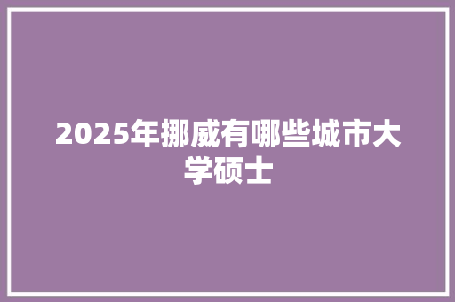 2025年挪威有哪些城市大学硕士