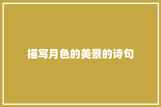 描写月色的美景的诗句