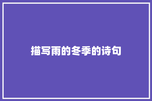 描写雨的冬季的诗句 采访稿