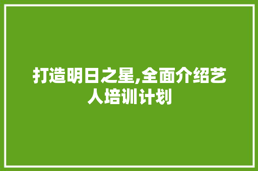 打造明日之星,全面介绍艺人培训计划