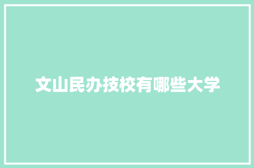文山民办技校有哪些大学