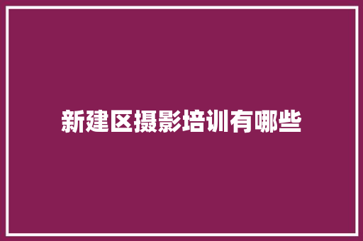 新建区摄影培训有哪些