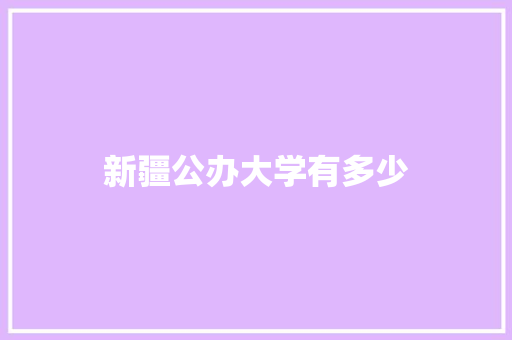 新疆公办大学有多少