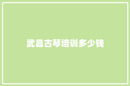 武昌古琴培训多少钱