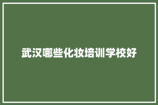 武汉哪些化妆培训学校好