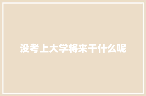 没考上大学将来干什么呢