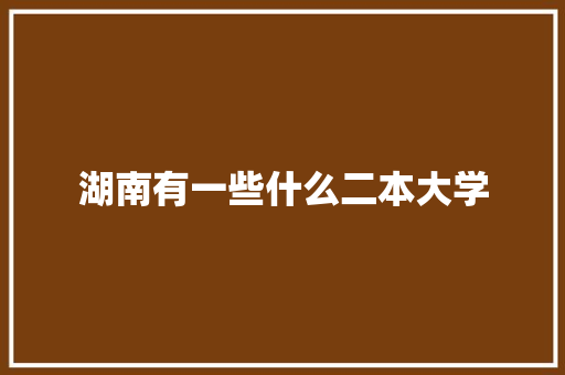 湖南有一些什么二本大学