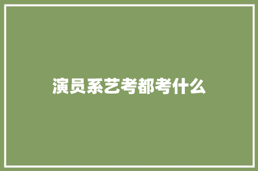 演员系艺考都考什么 工作总结 演员系艺考都考什么 工作总结