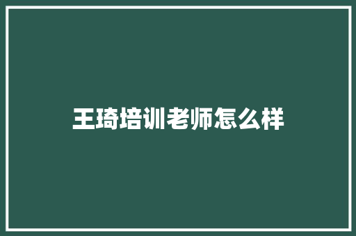 王琦培训老师怎么样 工作类
