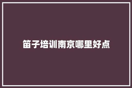笛子培训南京哪里好点