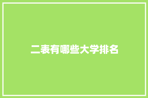 二表有哪些大学排名