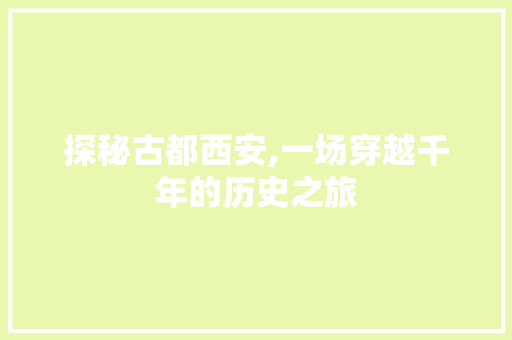探秘古都西安,一场穿越千年的历史之旅