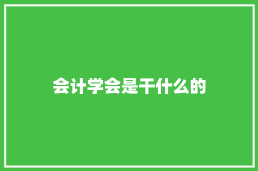 会计学会是干什么的