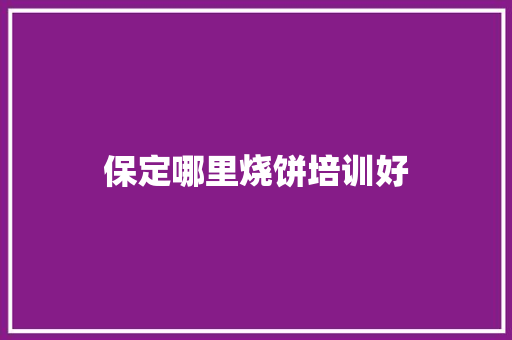 保定哪里烧饼培训好