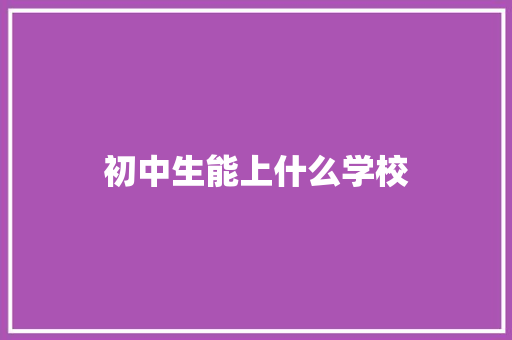 初中生能上什么学校