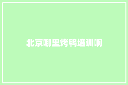 北京哪里烤鸭培训啊