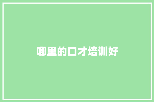哪里的口才培训好