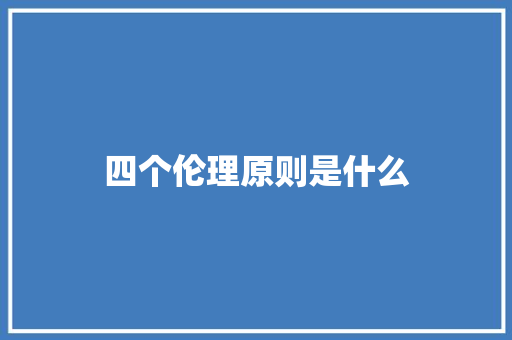 四个伦理原则是什么