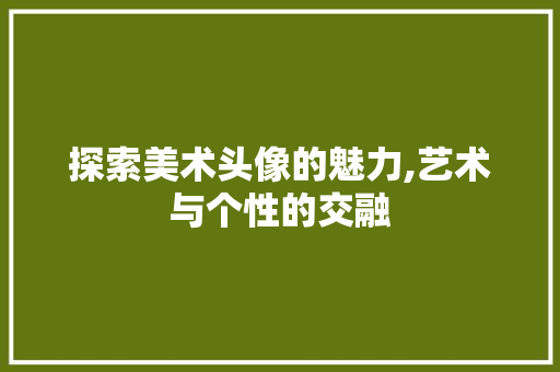 探索美术头像的魅力,艺术与个性的交融