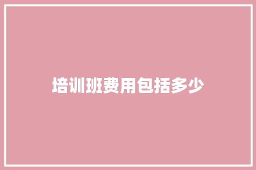 培训班费用包括多少