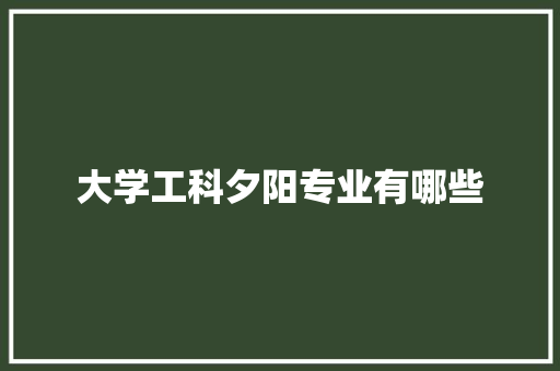 大学工科夕阳专业有哪些
