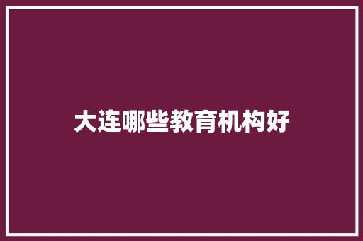 大连哪些教育机构好