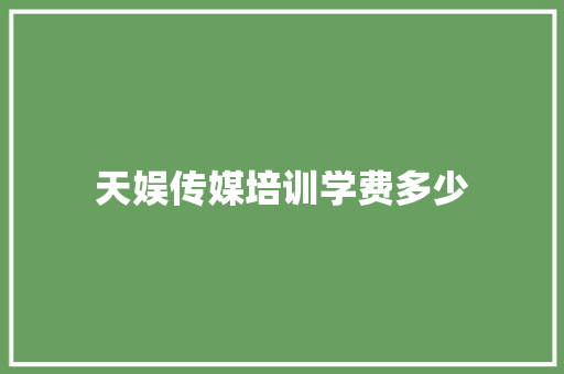天娱传媒培训学费多少