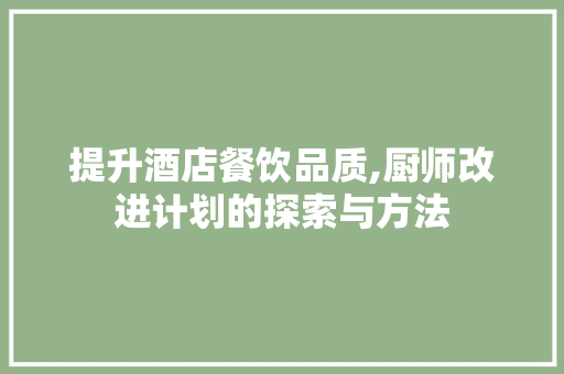 提升酒店餐饮品质,厨师改进计划的探索与方法 生活感悟
