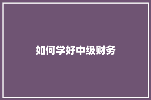 如何学好中级财务 工作报告