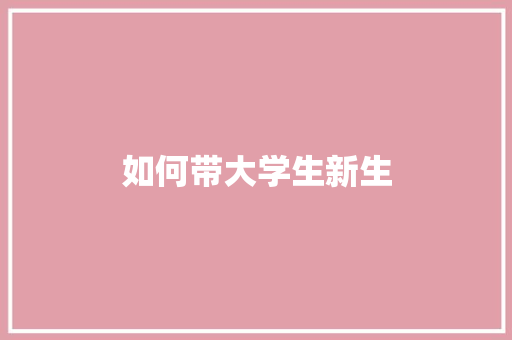 如何带大学生新生 工作总结