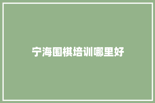宁海围棋培训哪里好