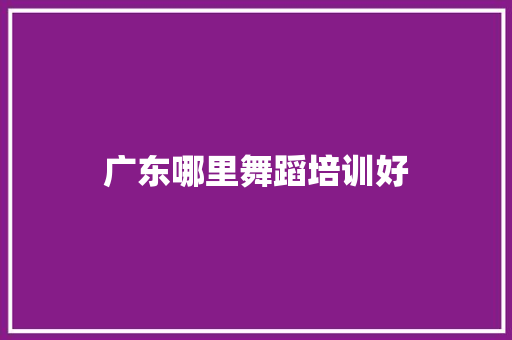 广东哪里舞蹈培训好