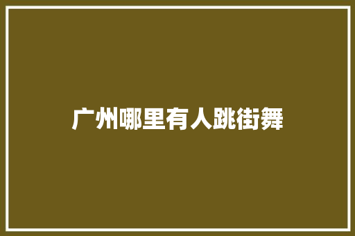 广州哪里有人跳街舞