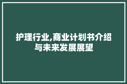 护理行业,商业计划书介绍与未来发展展望