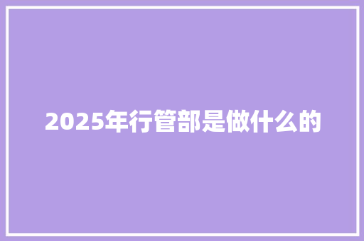 2025年行管部是做什么的