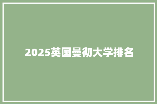 2025英国曼彻大学排名