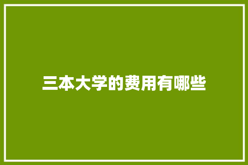 三本大学的费用有哪些