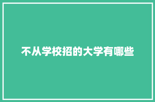 不从学校招的大学有哪些