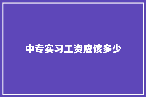 中专实习工资应该多少