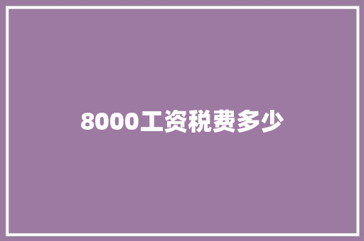 8000工资税费多少