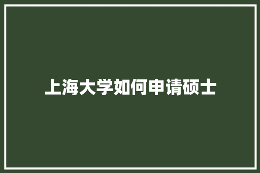 上海大学如何申请硕士